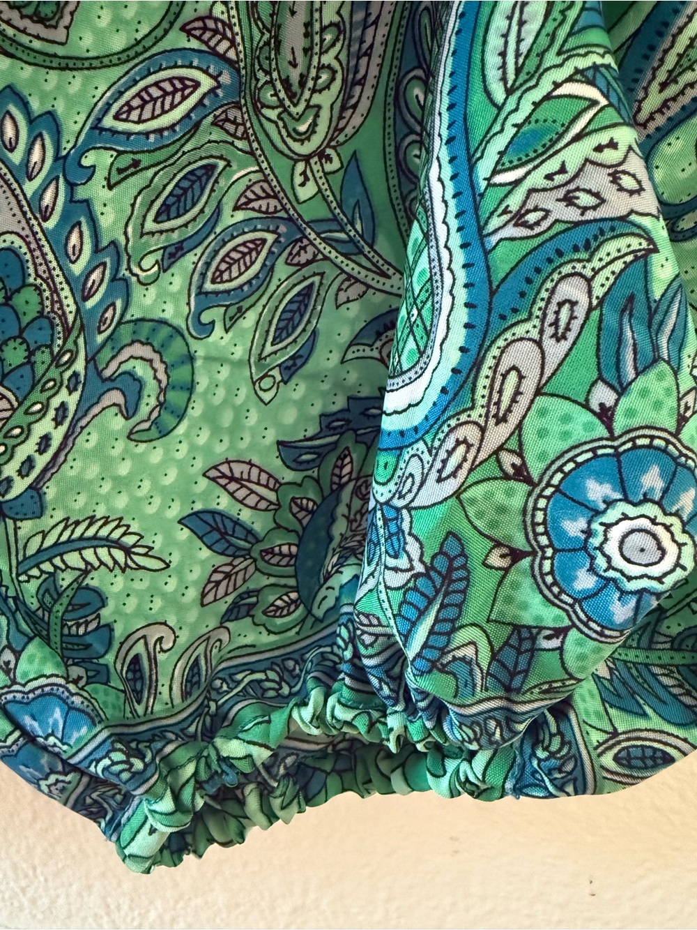100% Silk Paisley Print Harem Drawstring Pants Made in India - Picture 4 of 6